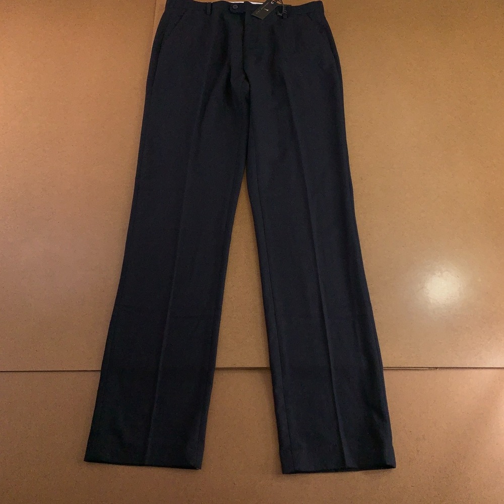 American Tall Mens Size 34 x 38 Tapered Fit Raven Blue Wool Blend Dress Pant NWT